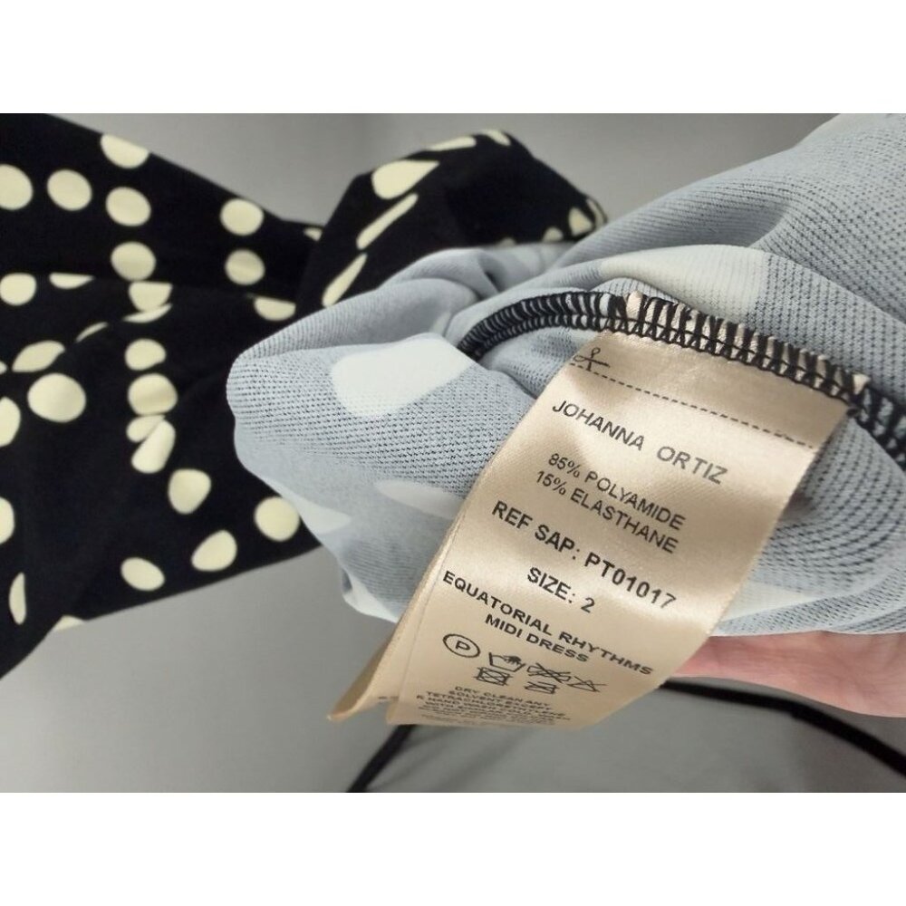 Johanna Ortiz Equatoria Rhythms Midi Dress Black And Ecru Polka Dot Halter Neck - Picture 16 of 16